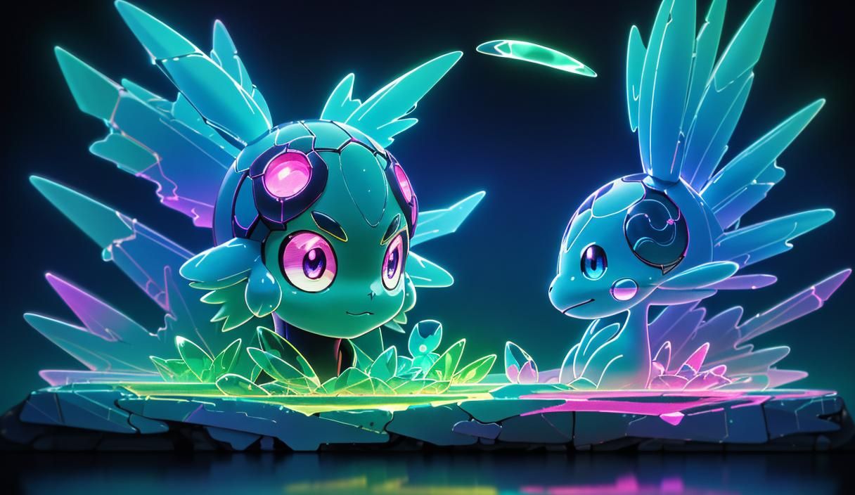 Synthwave Pokemon in Studio Ghibli Anime Style
