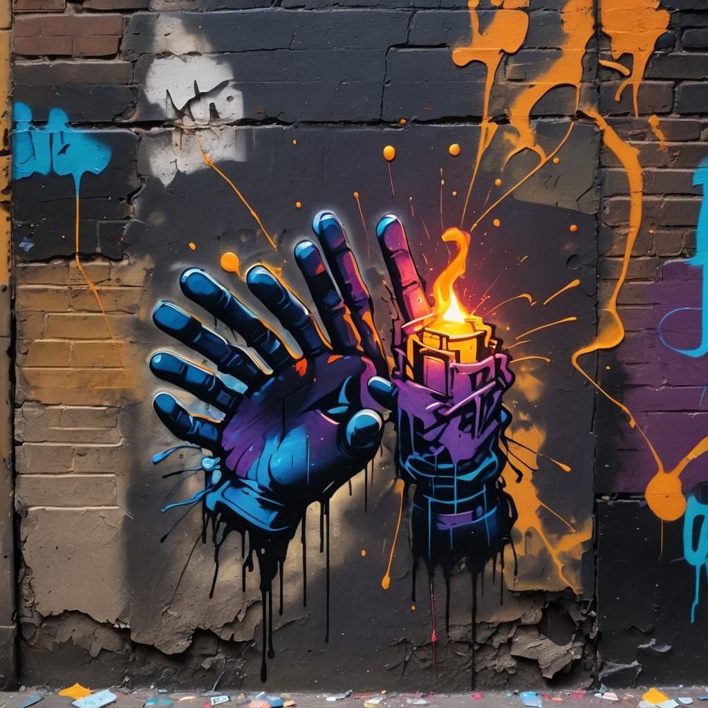 Urban Graffiti Art: Cursed Object in Alleyway