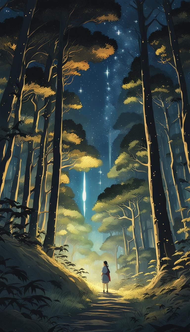 Princess Mononoke Fantasy Forest in Anime Style