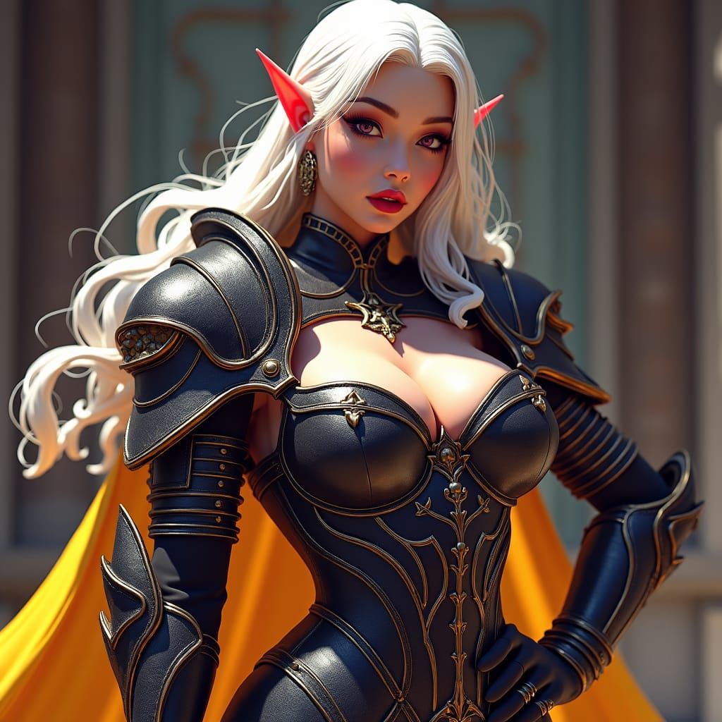 Armored Dhampir Woman: Dark Fantasy Art Nouveau