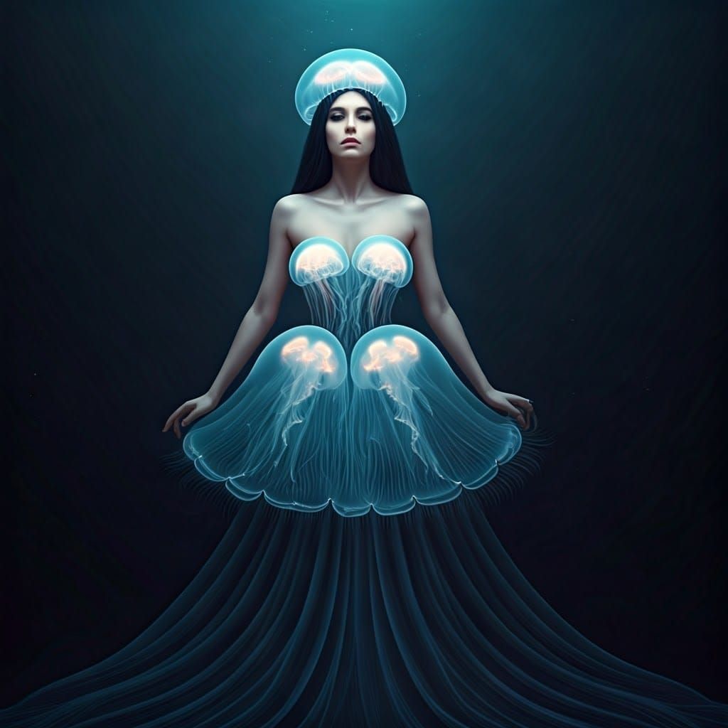 Ethereal Woman in Jellyfish Fashion
