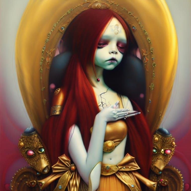 Fantasy Navajo Woman in Shimmering Gold Leaf