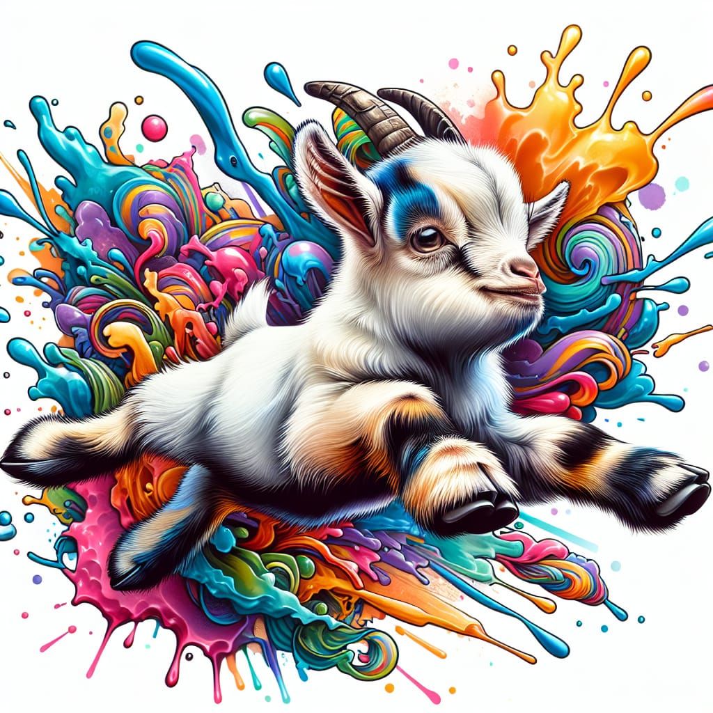 Baby Goat Leaping: Traditional Tattoo Design