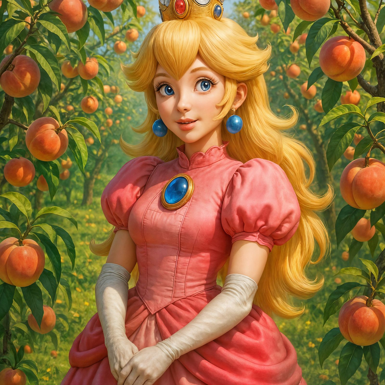 Princess Peach in Peach Orchard: CGI Render