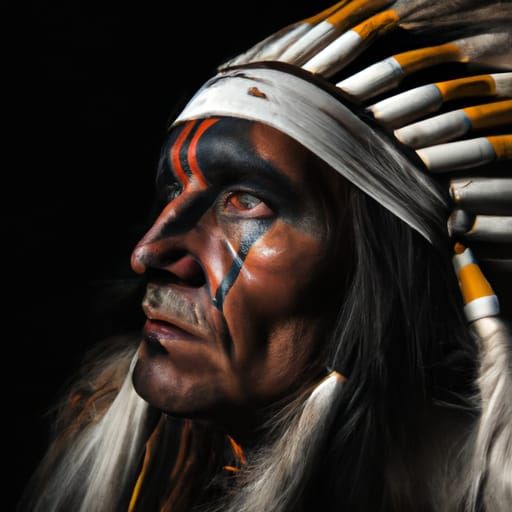 indian shaman from the comanche indian tribe an ancient indian hunter Close up portrait, ambient light, Nikon 15mm f/1.8...
