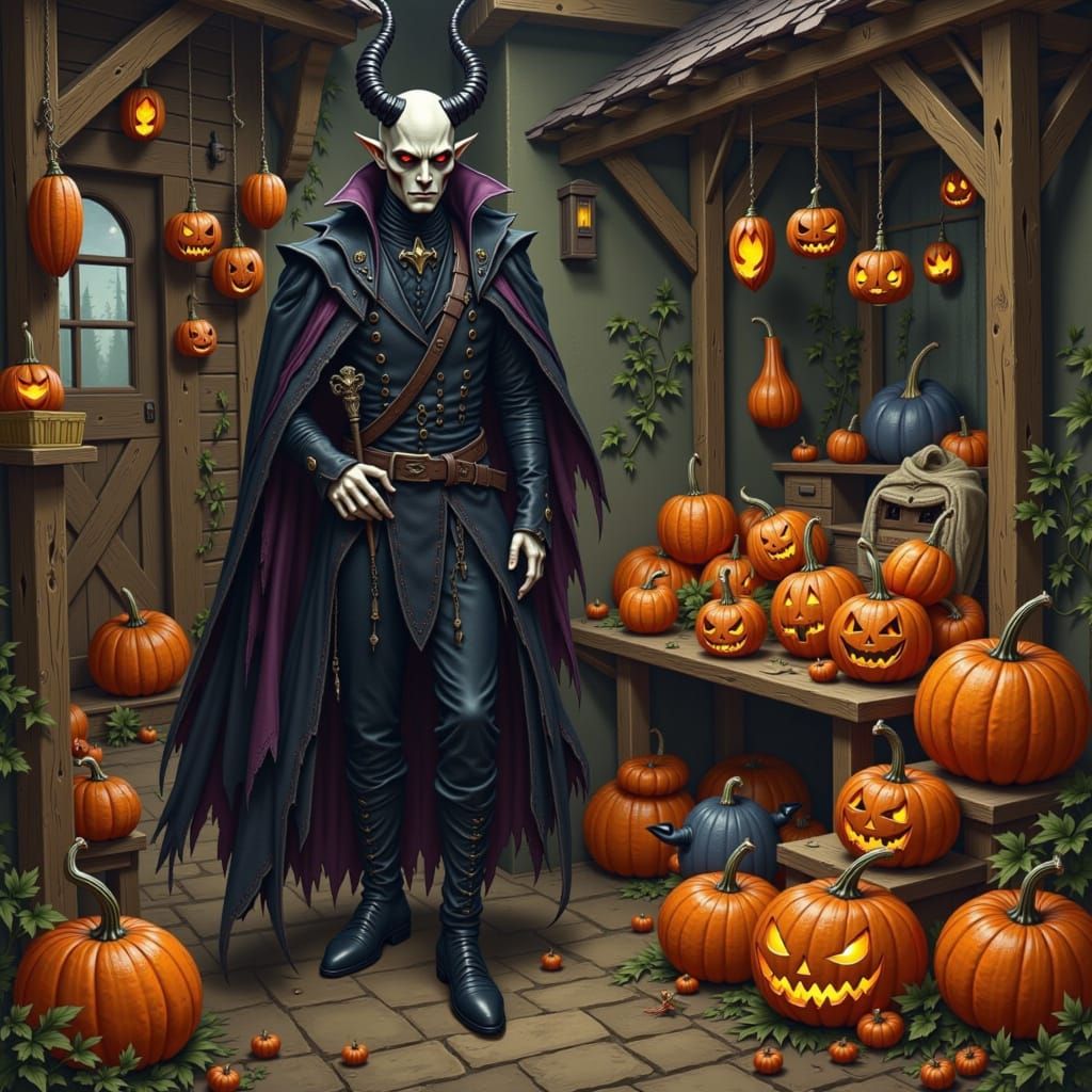 Headless Horseman's Halloween Harvest: A Mystical Scene