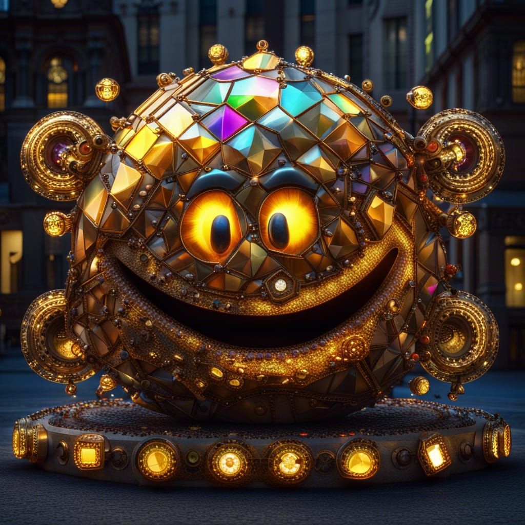 Ornate Golden Ratio Poop Emoji in Biomechanical Style