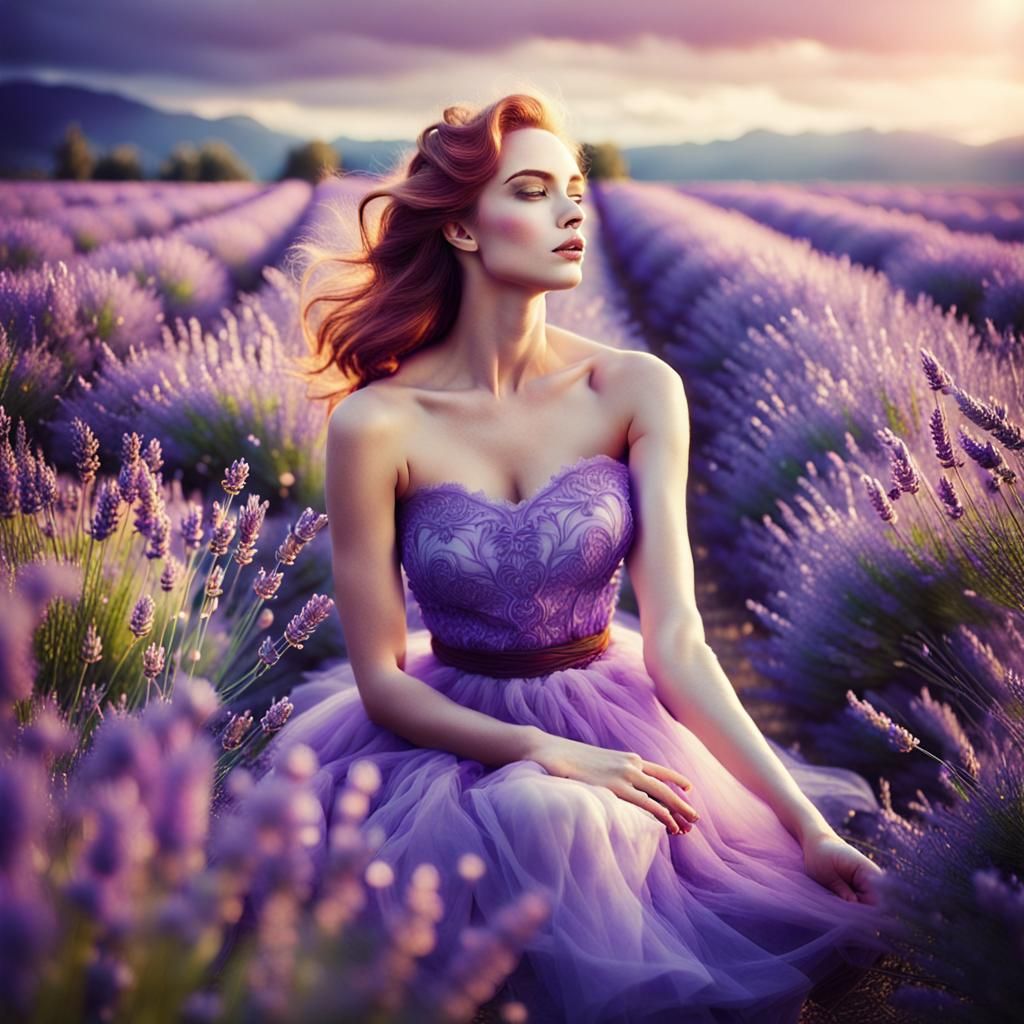 Woman in Lavender Field, Anna Dittman Style