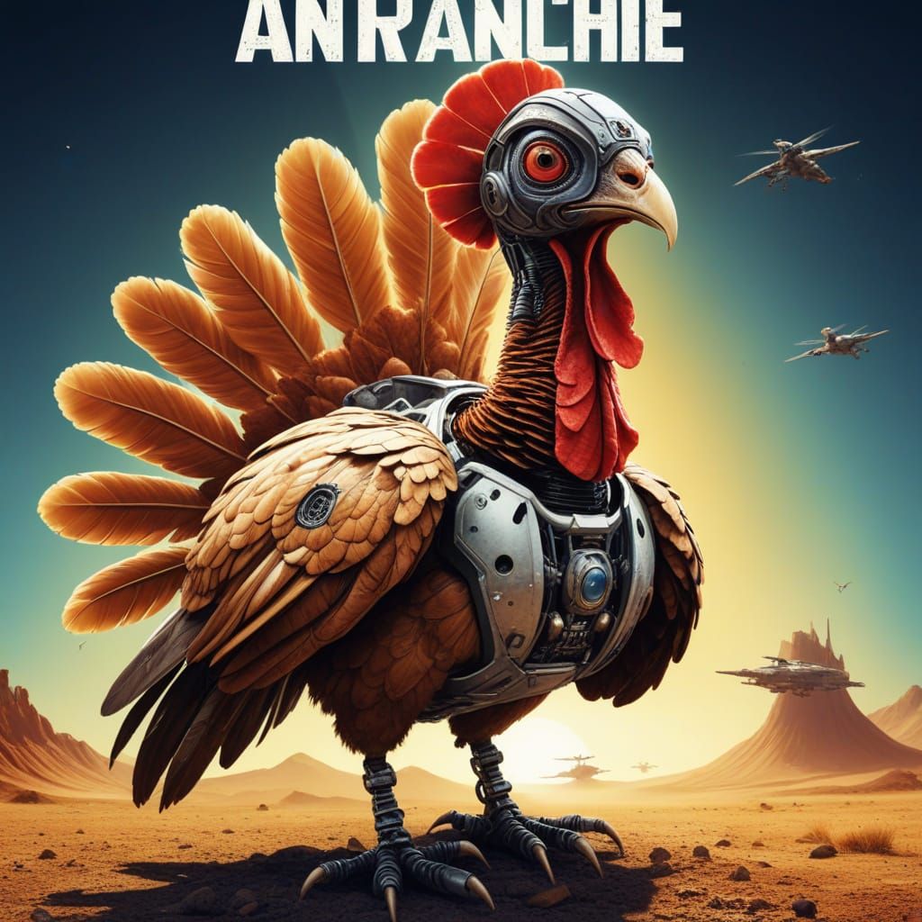 Robotic Turkey Stars in Campy Sci-Fi B-Movie Poster