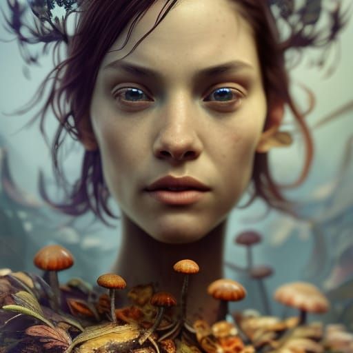 Decay Fungi Portrait: Hyperdetailed Concept Art