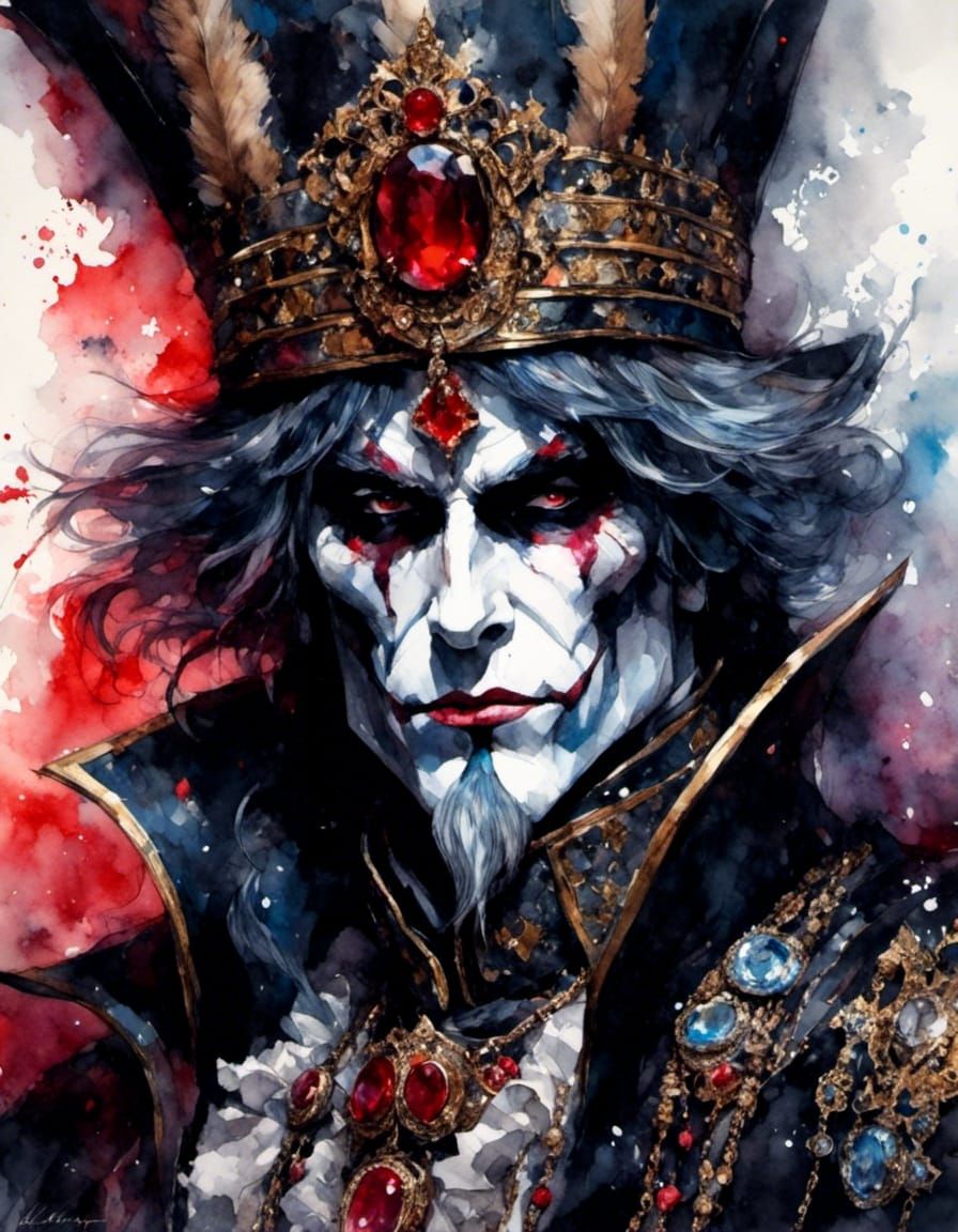 Devious Prince with Crooked Smirk in Gouache Style