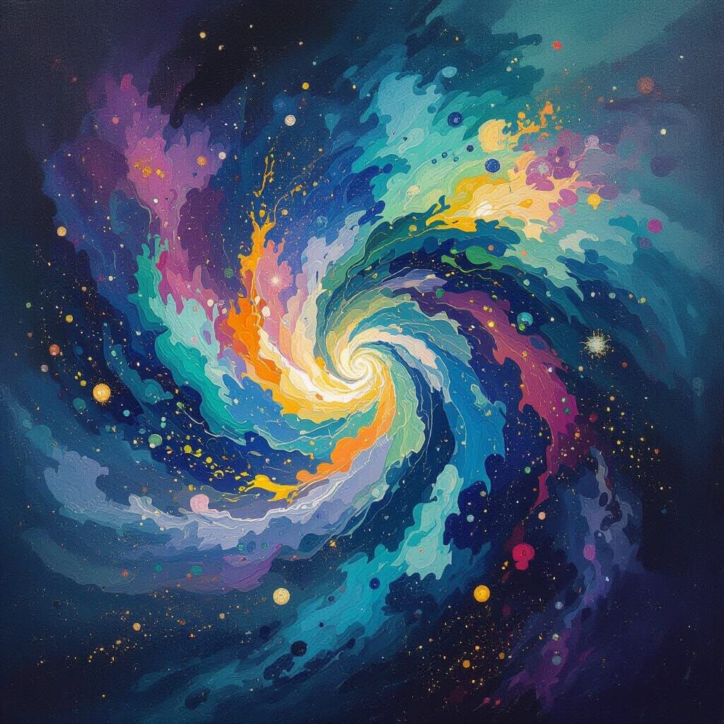 Abstract Cosmic Nebula in Expressive Color Style