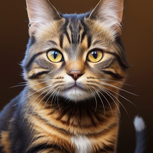 Cat Portrait in Vibrant Triadic Oil Painting