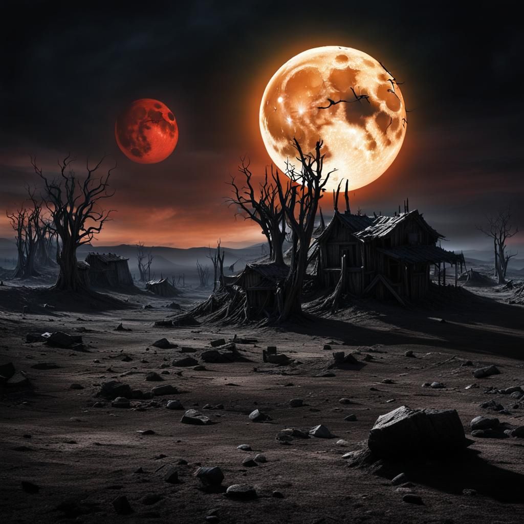 Horrific Wasteland Under Full Moon