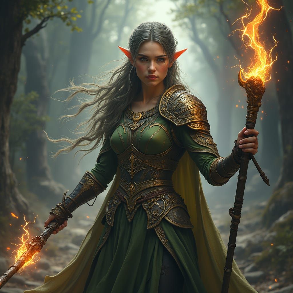 Elven Sorceress in Rivendell, Digital Art