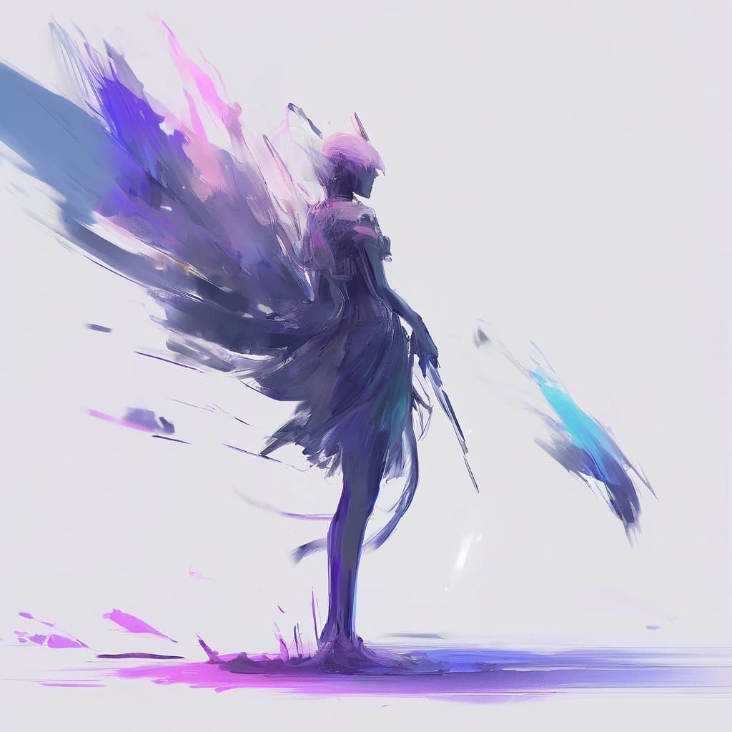 Dreamlike Girl in Kawaii Petticoats, Composed in Bold Brushs...