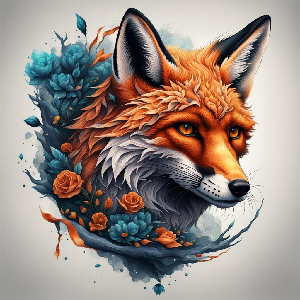 Detailed Realistic Fox Tattoo Design