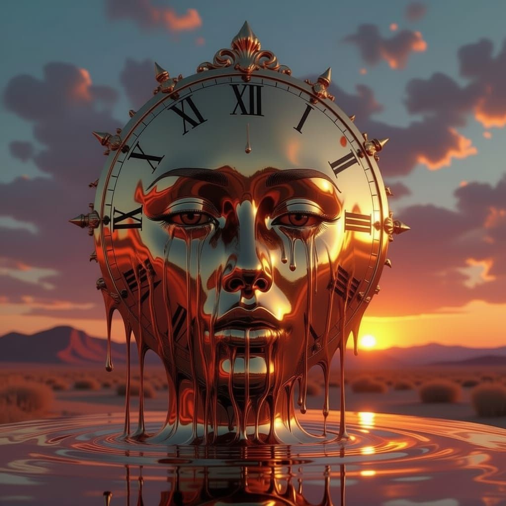 Surreal Face Dripping at the End of Time