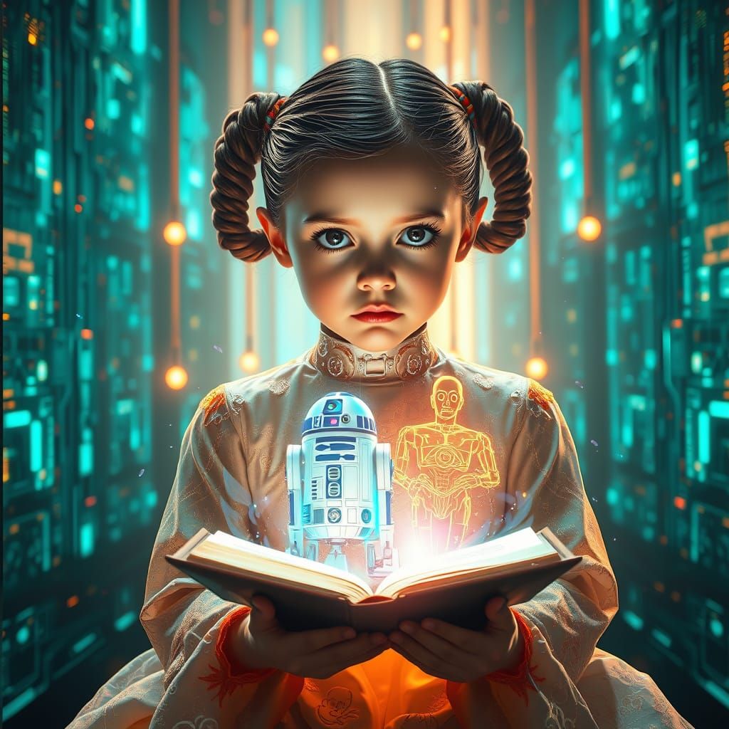 Enchanting Princess Leia in Cyberpunk Sanctum