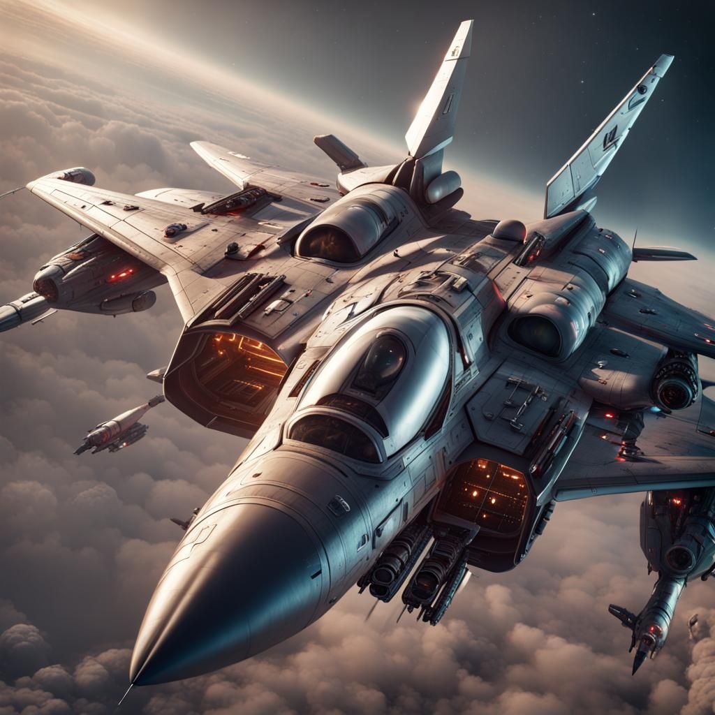 Detailed Space Fighter Jet Concept Art