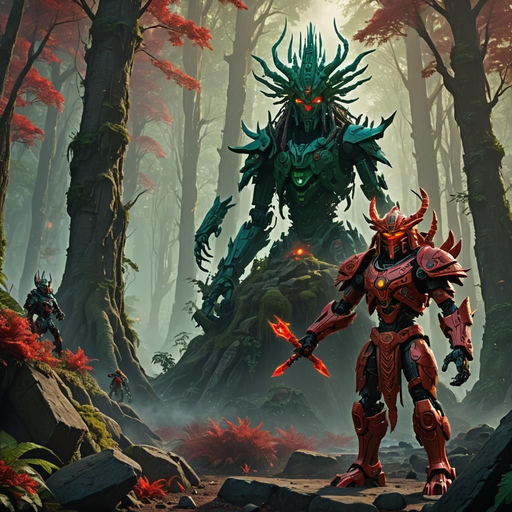Bionicle Shaman Summons Elemental Forces in Mystic Forest