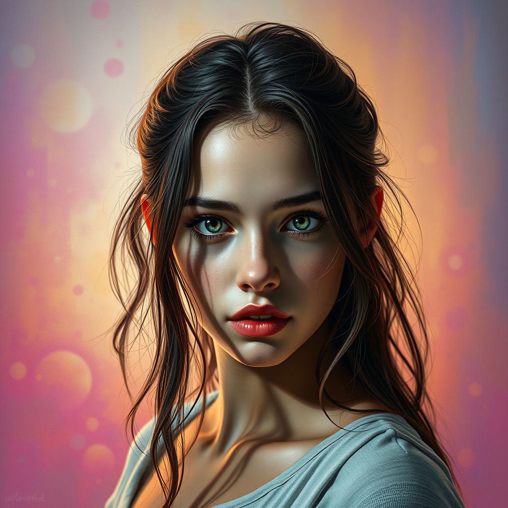 Hyperrealistic Woman's Portrait in Splash Art Style