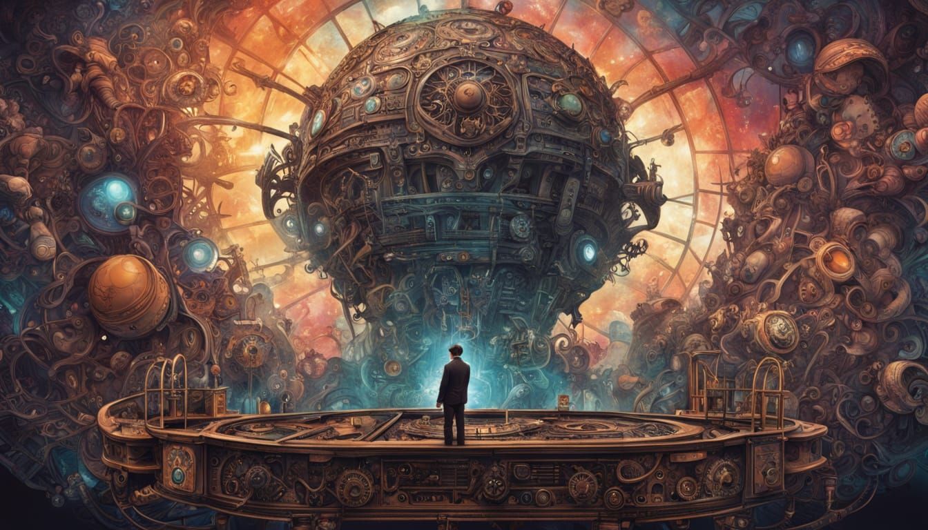 Cosmic Synthesizer Dreamscape in Holographic Astral Style