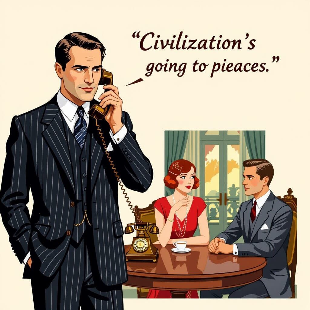 Tom Buchanan Collage in Vintage Illustration Style