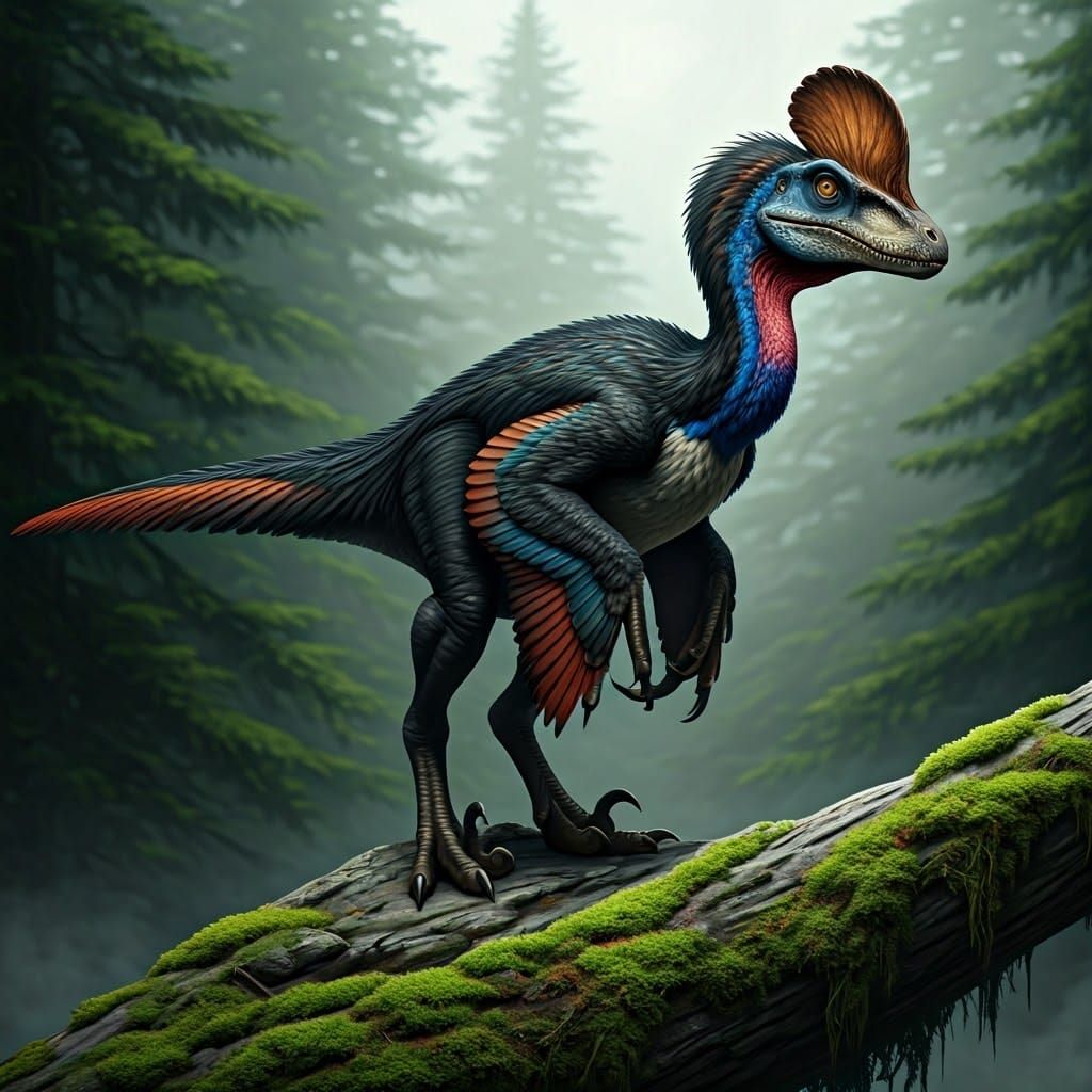 Majestic Feathered Velociraptor in Primal Splendor