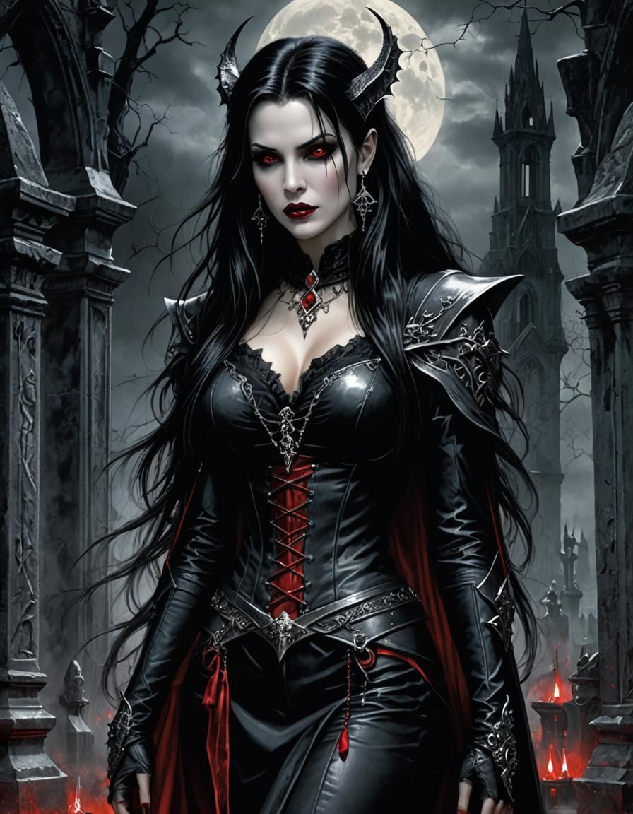 Luis Royo Inspired Vampire in Graveyard