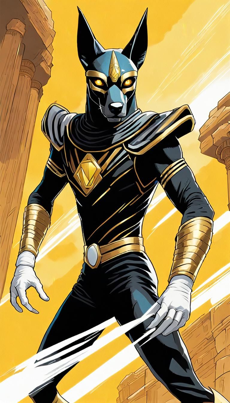 Anubis Jackal in Power Rangers Suit, Comic Book Art
