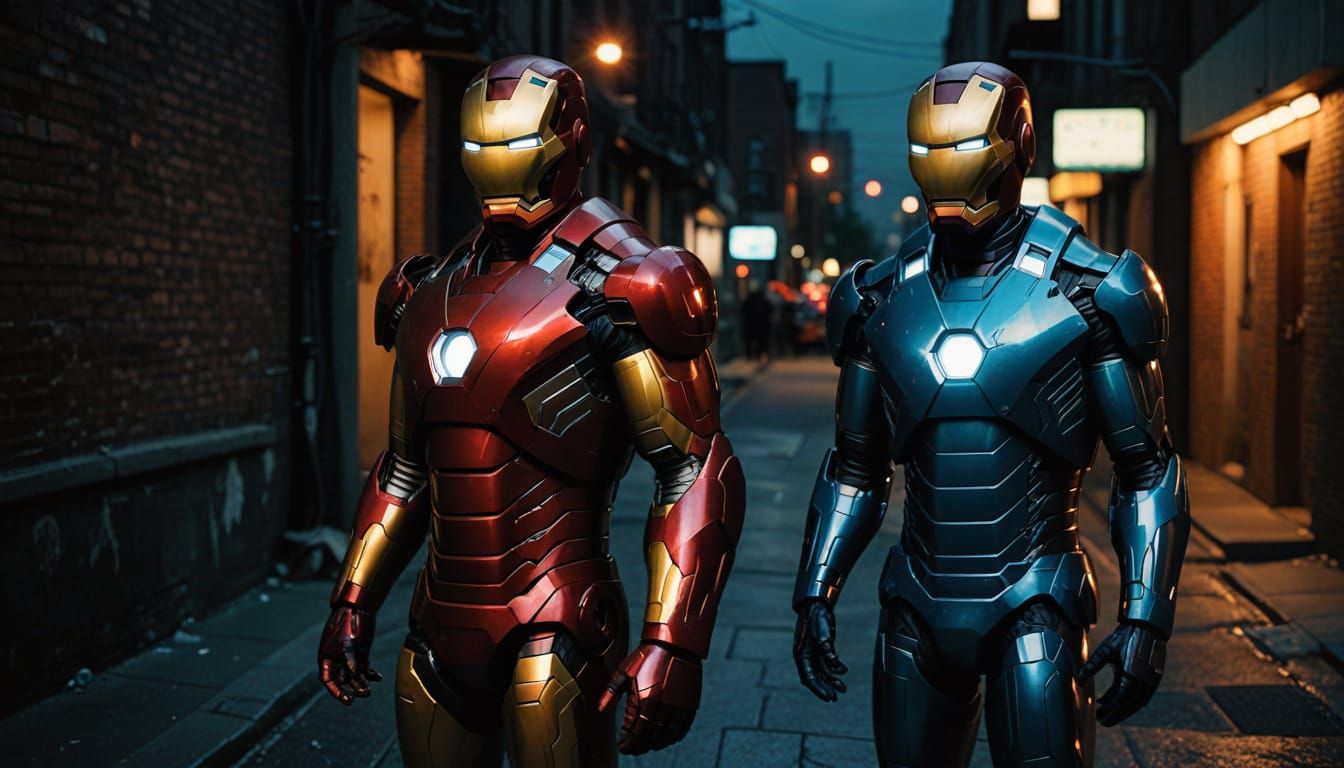 Brandon Sklenar as Iron Man in Gritty Urban Landscape