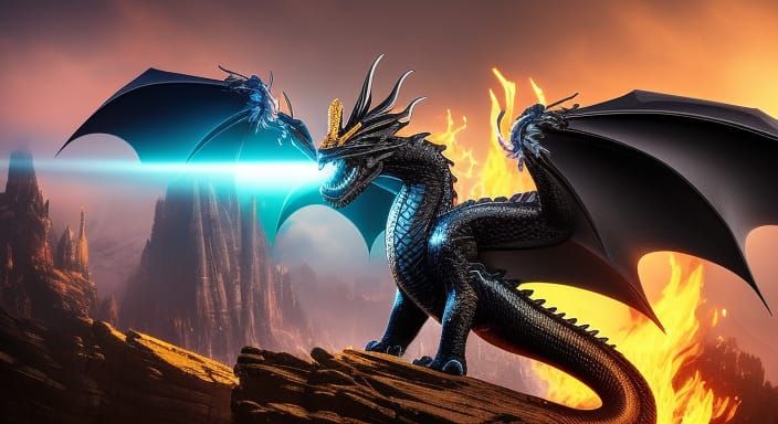 Galactic Black Dragon God Breaths Fire