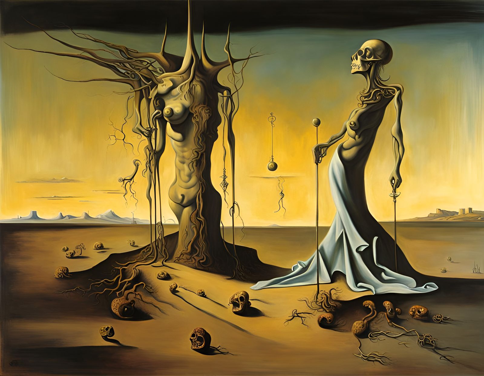 Surreal Awakening: Detailed Oil Painting