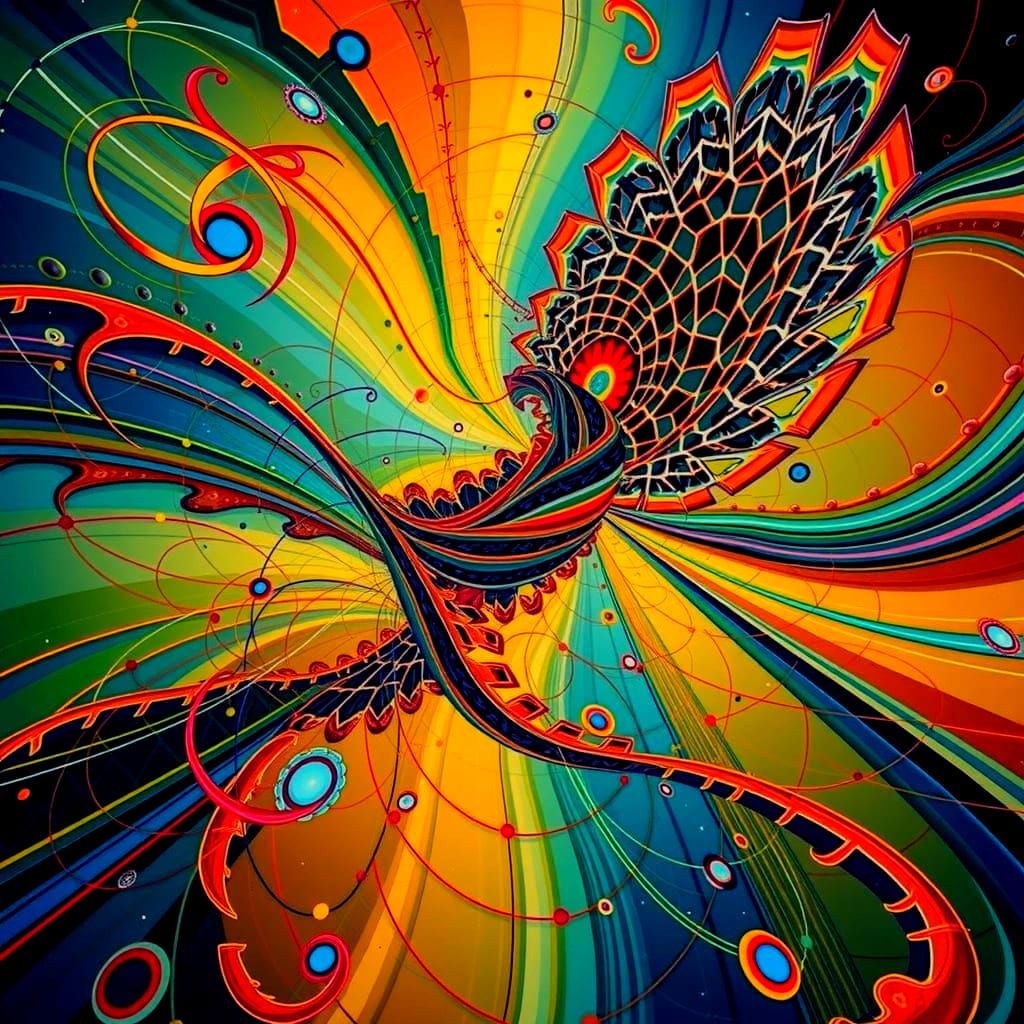 Swirling Ribbons of Color with Fractal Texture