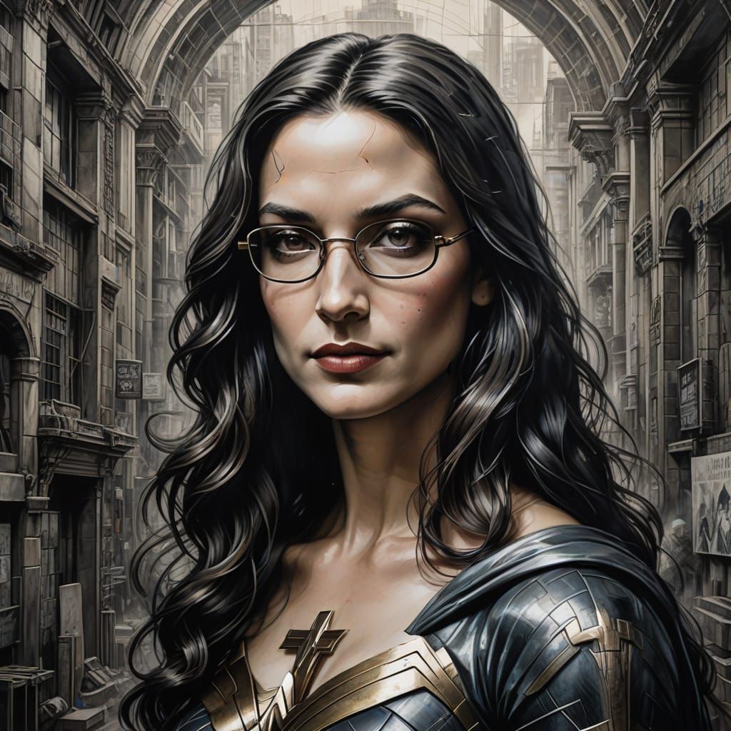 Empowered Renaissance Wonder Woman in Glasses