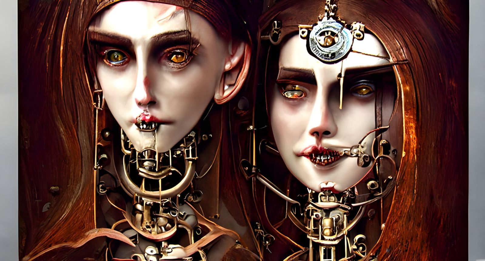 Clockwork Vampire Women Portrait in Steampunk Style