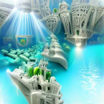 Underwater City of Atlantis in Hyperreal Style