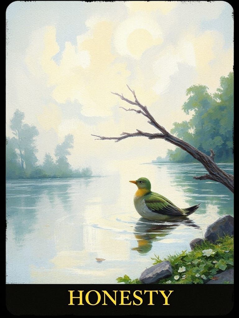 Tarot Card of Honesty in Monet Impressionist Style
