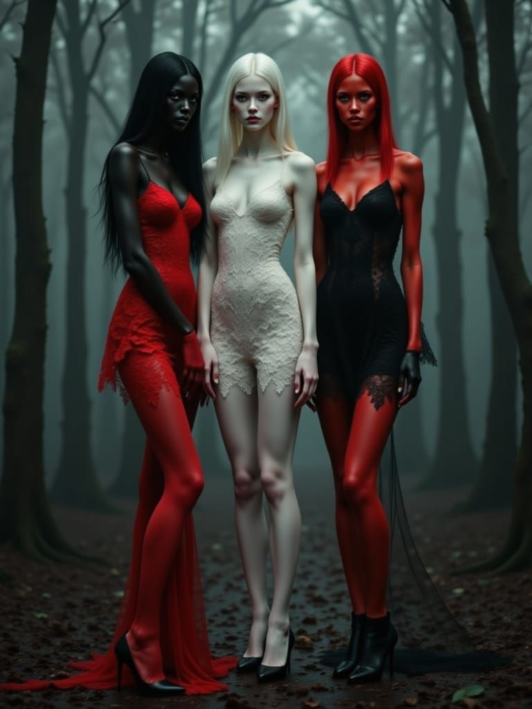 Ethereal Women in Fog, Cinematic Surrealism