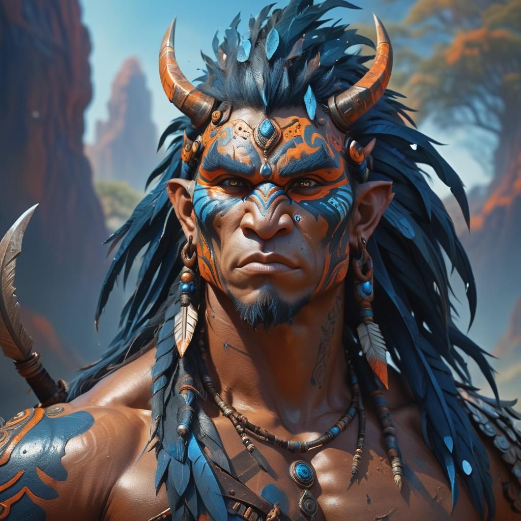 Tribal Troll Warrior in Fantasy World: Concept Art
