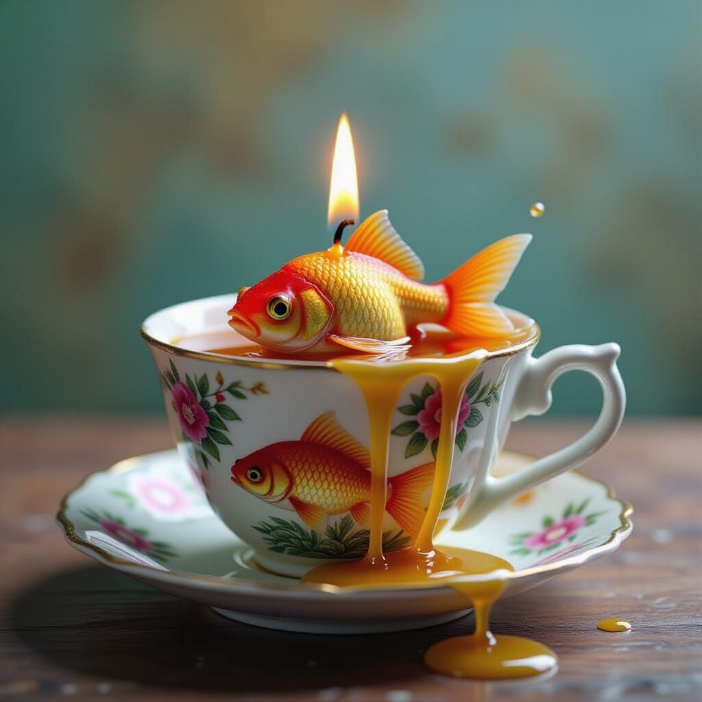 Fish Pond in Teacup: Graffiti Art Style