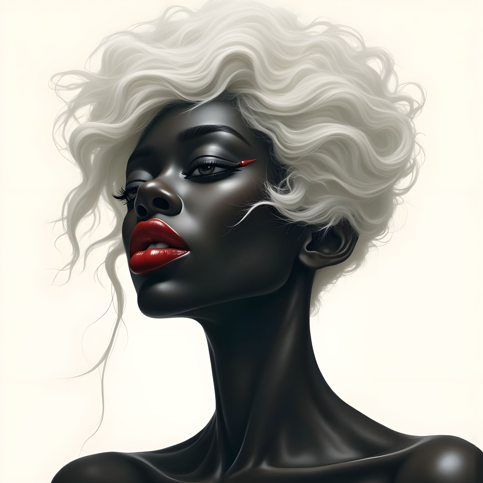 Surreal Horror Portrait of Albino Japanese Woman