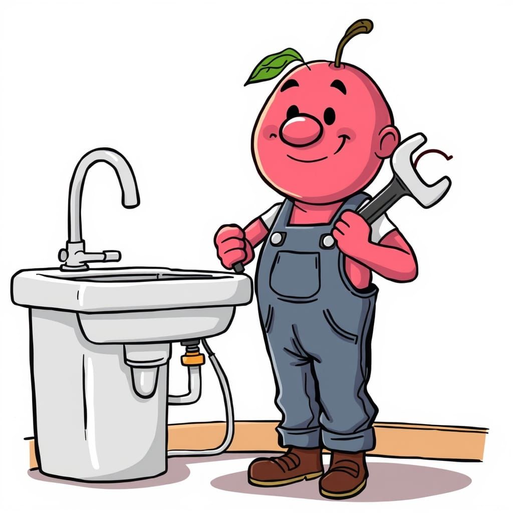 Cartoon Plum Plumber by Kitchen Sink