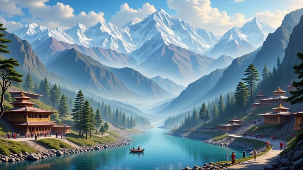 Majestic Himalayan Mountains: Dreamy Digital Art