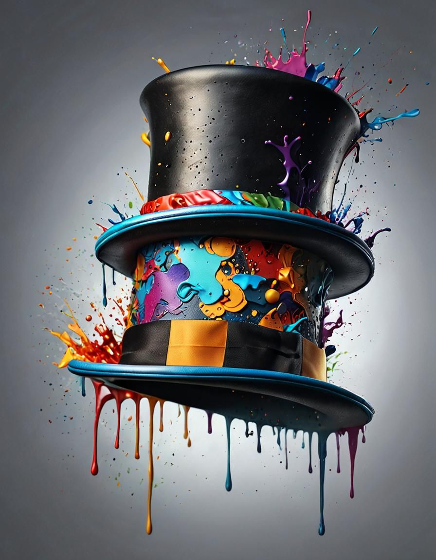 Decorative Top Hat in Hyperrealistic Splash Art