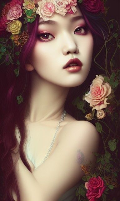Ethereal K-Pop Idol Portrait in Gothic Romantic Style