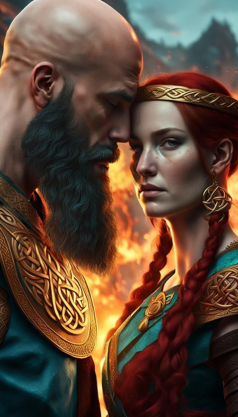 Viking Couple with Celtic Accents: Fantasy Art