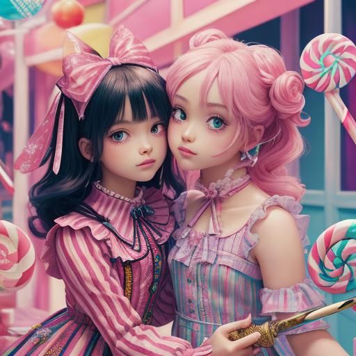 Children's Candy Confidences: A Pop Surrealist Scene