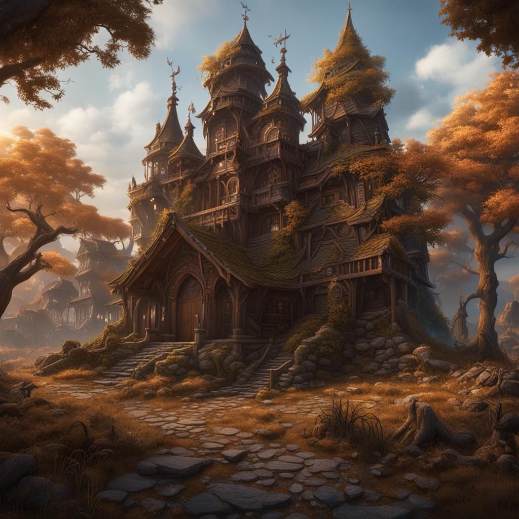 Detailed Wood Matte Painting in Deep Color